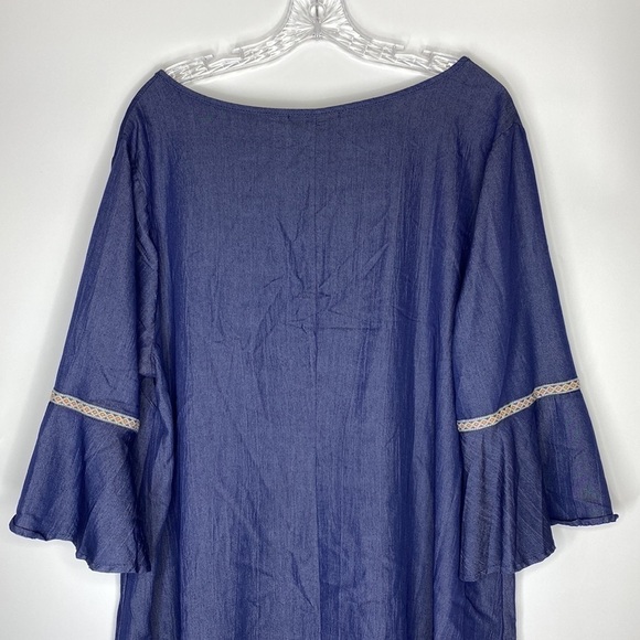 Naif Blue Denim Boho Tshirt Bell Sleeve Dress Size 3X - Picture 4 of 7